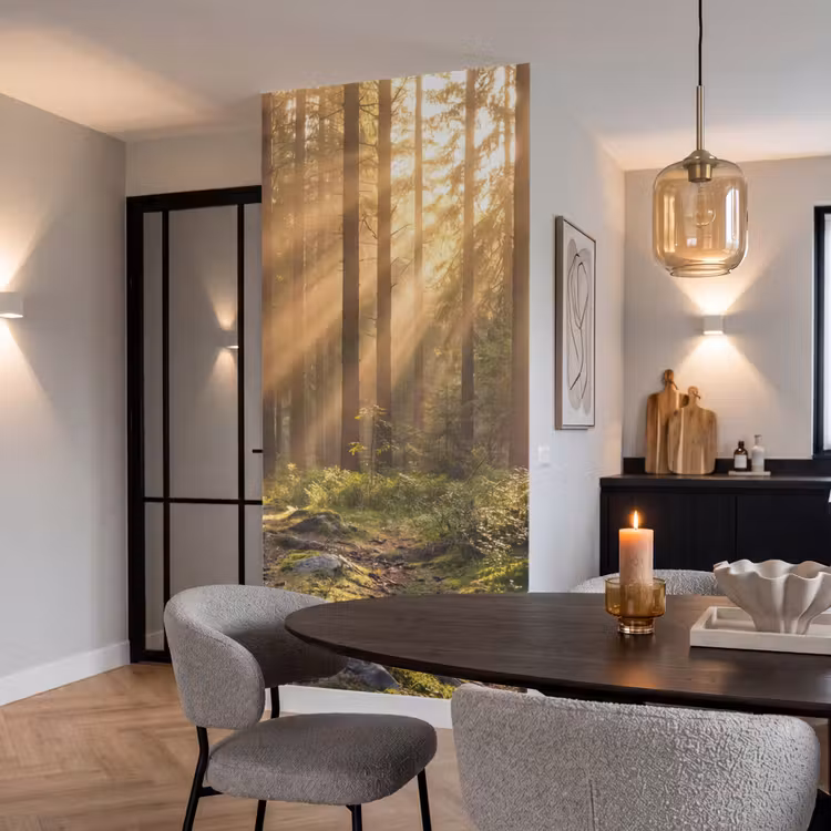 Bos - Zonlicht - Gras Behang Vlies klein -sfeer3