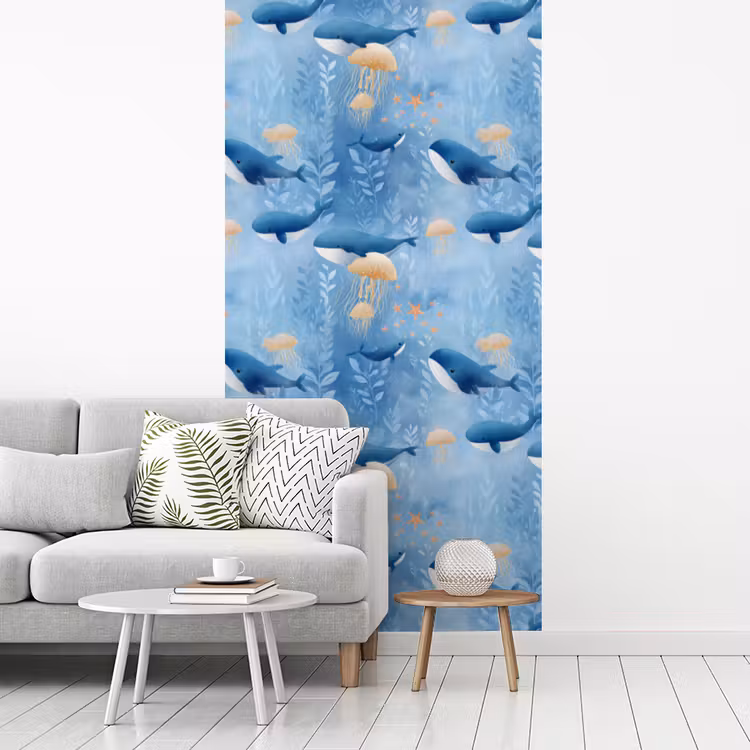 Walvissen - Oceaan - Blauw fotobehang vinyl groot 64 -woonkamer