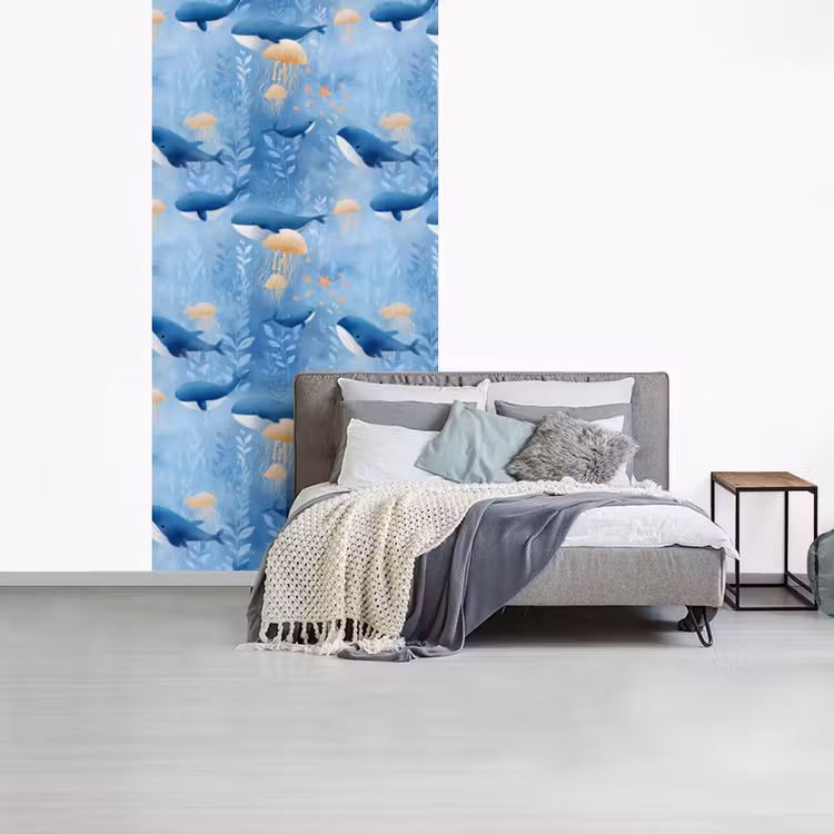 Walvissen - Oceaan - Blauw fotobehang vinyl groot 64 -slaapkamer