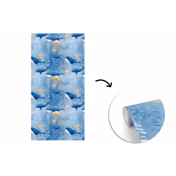 Walvissen - Oceaan - Blauw fotobehang vinyl groot 64 -3d