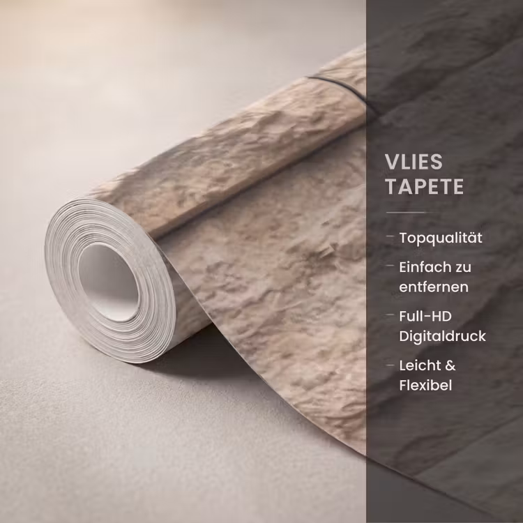 Muur - Steen - Ruw - Textuur - Beige Behang Vlies klein -USP_closeupDE