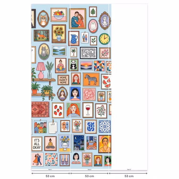 Wanddecoratie - Collectie - Huis - Illustratief - Kleurrijk Behang Vlies klein -USP_banen