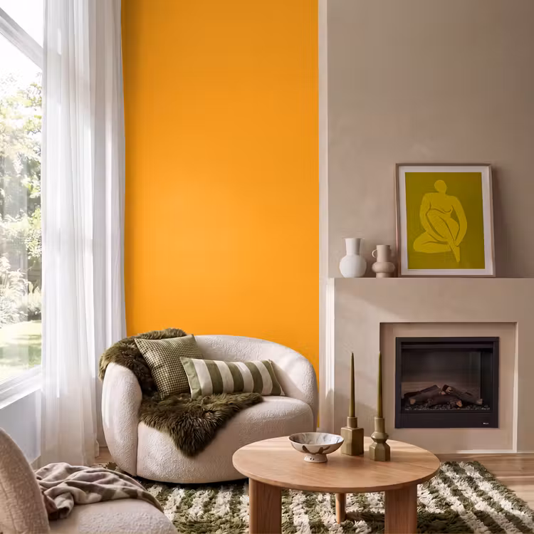 Warm - Ochre - Oranje Behang Vlies klein 1076 -sfeer2