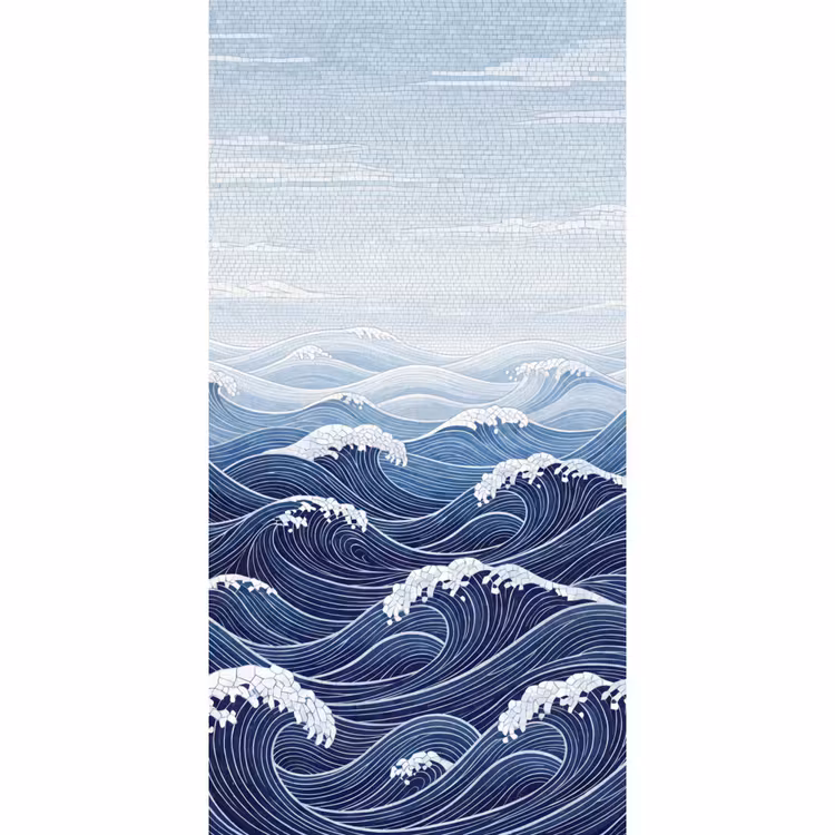Water - Mozaïek - Landschap - Modern - Blauw Behang Vlies klein -3d_website