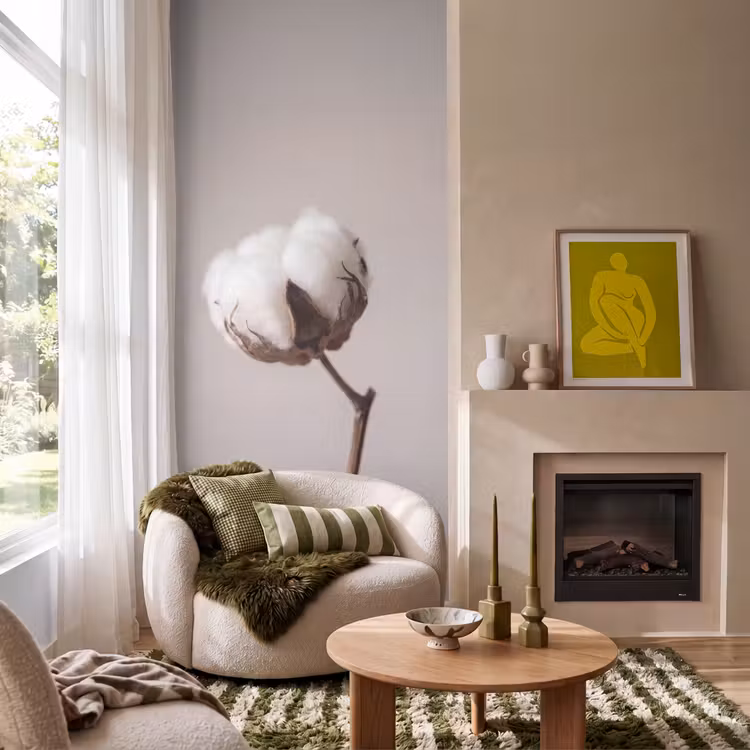 Katoenbol - Minimalistisch - Wit Behang Vlies klein -sfeer2