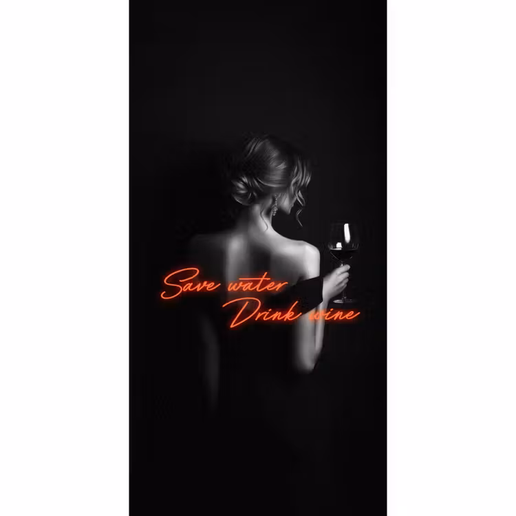 Wijn - Vrouw - Neon - Quote Behang Vlies klein -3d_website