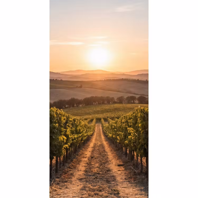 Wijngaard - Zonsondergang - Landschap Behang Vlies klein -3d_website