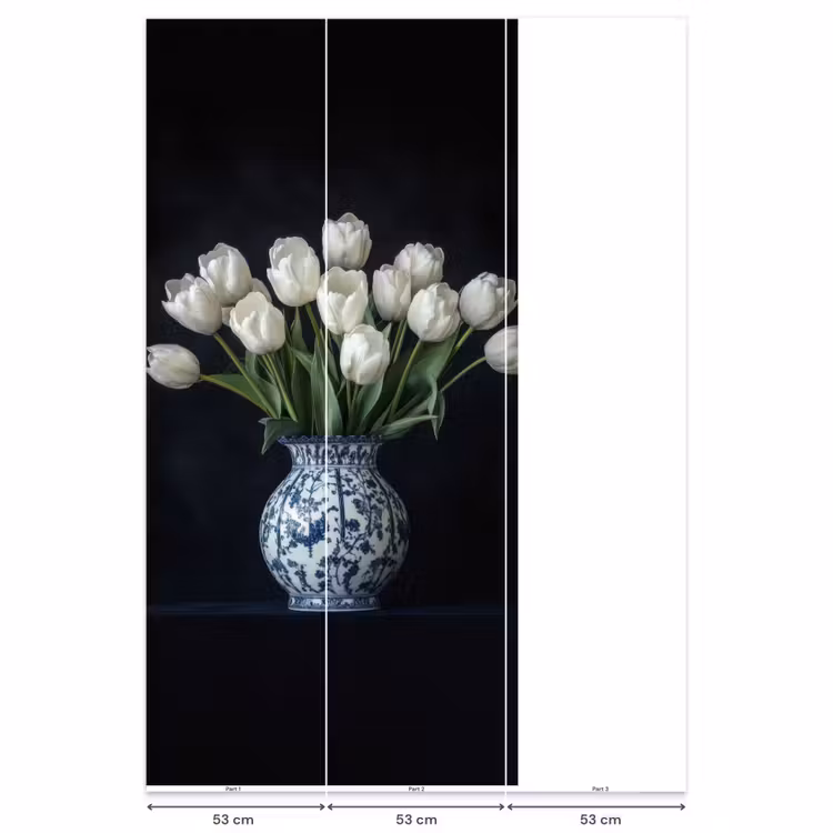 Wit - Bloemen - Tulpen - Vaas Behang Vlies klein -USP_banen