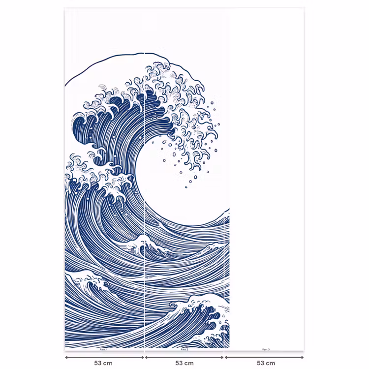 Golf - Japans - Zee - Illustratie - Blauw Behang Vlies klein -USP_banen
