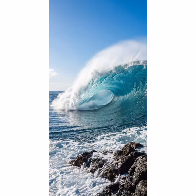 Golf - Oceaan - Brekend - Water - Blauw Behang Vlies klein -3d_website