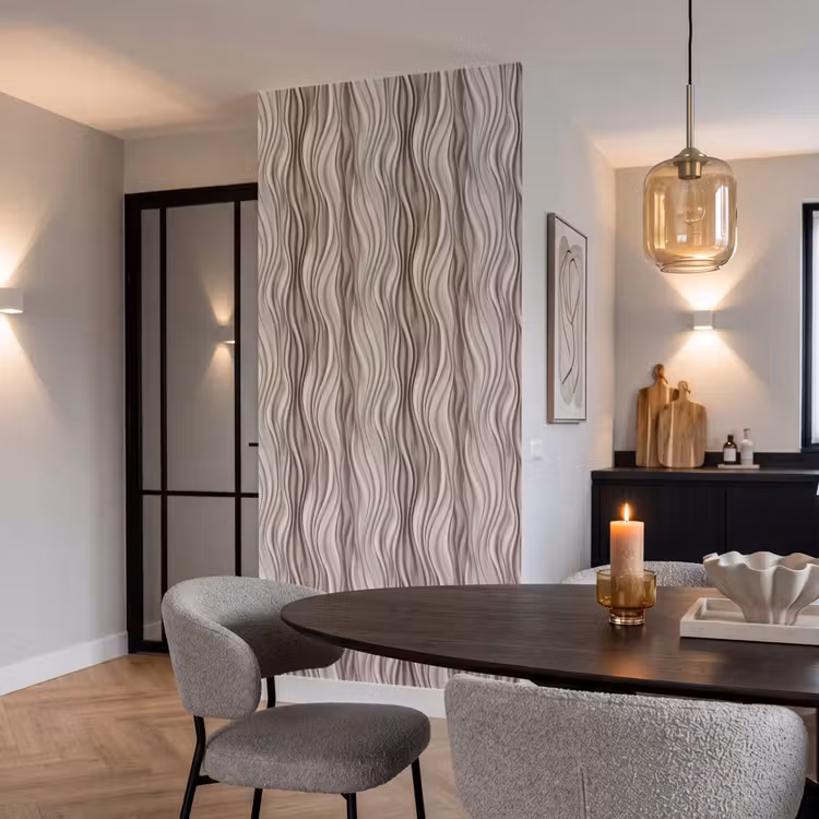 Golven - 3D - Crème Behang Vlies klein 1076 -sfeer3