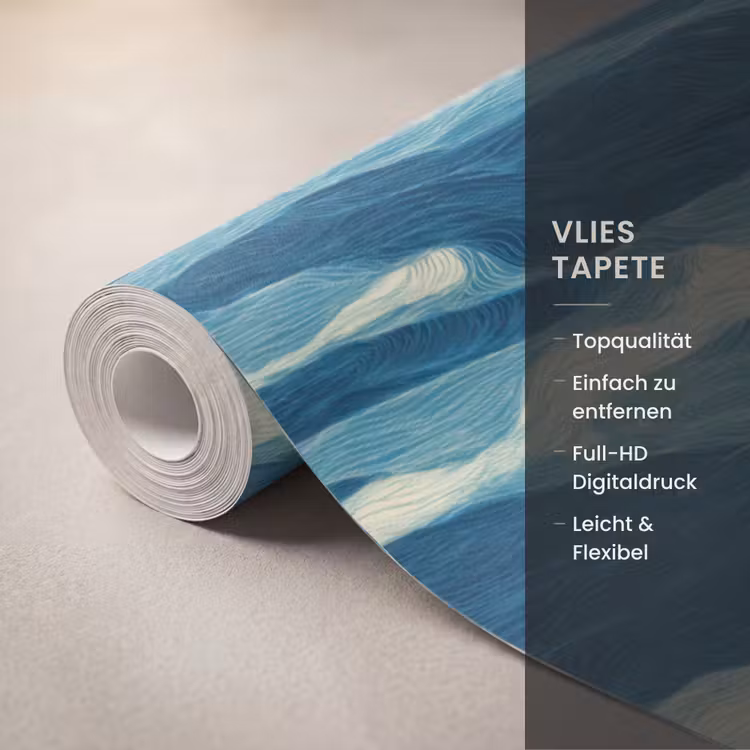 Golven - Abstract - Patroon - Blauw - Wit Behang Vlies klein 1076 -USP_closeupDE