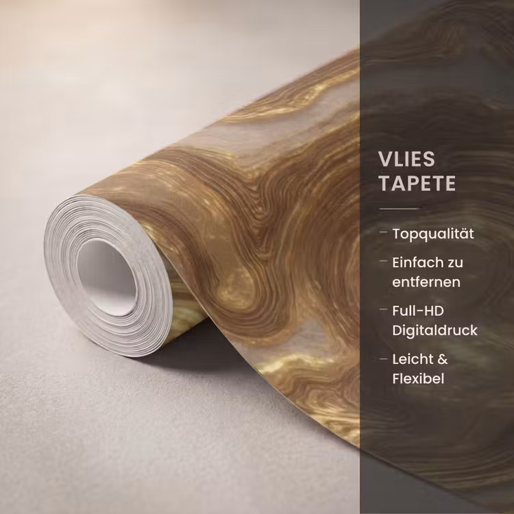 Tapete - Wellen – Organisch – Gold – Creme - Golven - Organisch - Goud - Crème Behang Vlies klein 1076