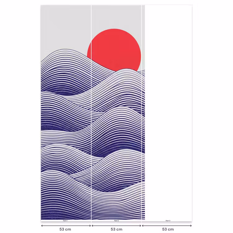 Golven - Zon - Natuur - Abstract - Rood Behang Vlies klein -USP_banen