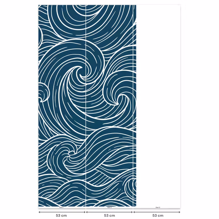 Golven - Spiraal - Water - Abstract - Blauw Behang Vlies klein -USP_banen