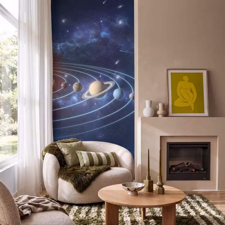 Ruimte - Zonnestelsel - Blauw Behang Vlies klein -sfeer2