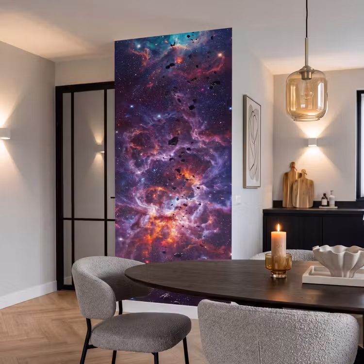 Space - Stars - Abstract - Colorful Behang Vlies klein -sfeer3