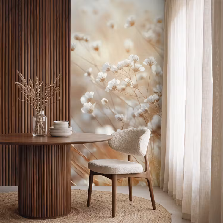 Wilde - Bloemen - Wit Behang Vlies klein -sfeer1