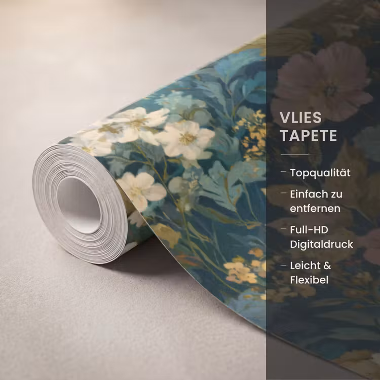 Wilde bloemen - Botanisch - Patroon - Roze - Romantisch Behang Vlies klein 1076 -USP_closeupDE
