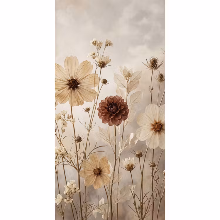 Wilde bloemen - Botanisch - Vintage - Natuur - Rustiek Behang Vlies klein -3d_website