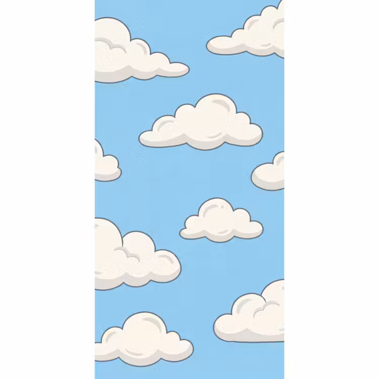 Wolk - Cartoon - Lucht - Blauw - Wit Behang Vlies klein -3d_website