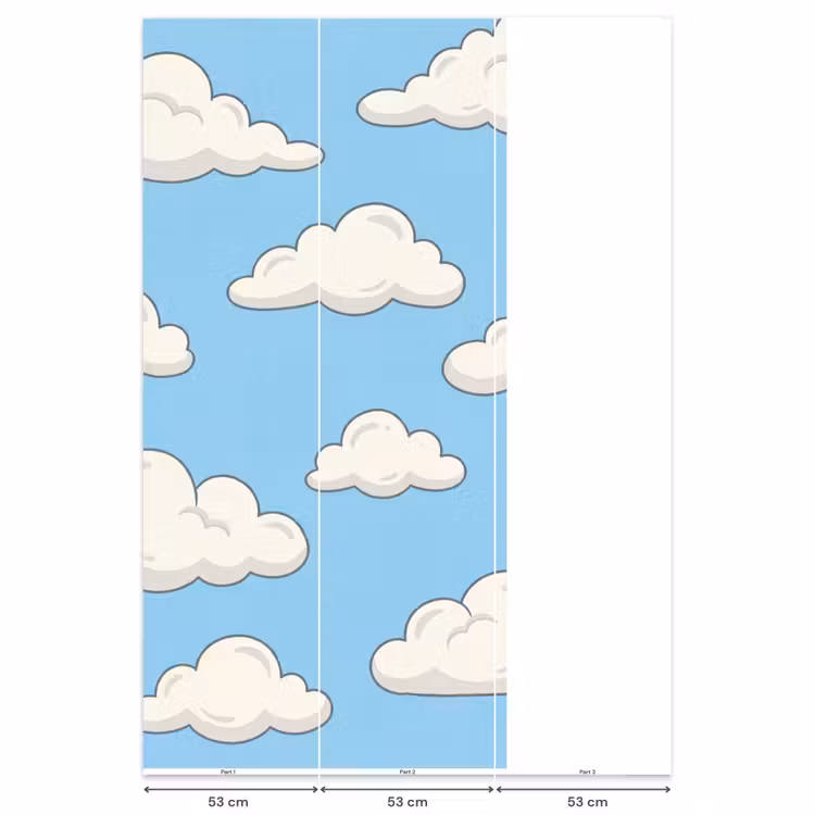 Wolk - Cartoon - Lucht - Blauw - Wit Behang Vlies klein -USP_banen