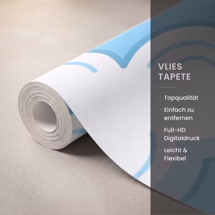 Wolk - Lucht - Cartoon - Blauw - Wit Behang Vlies klein -USP_closeupDE
