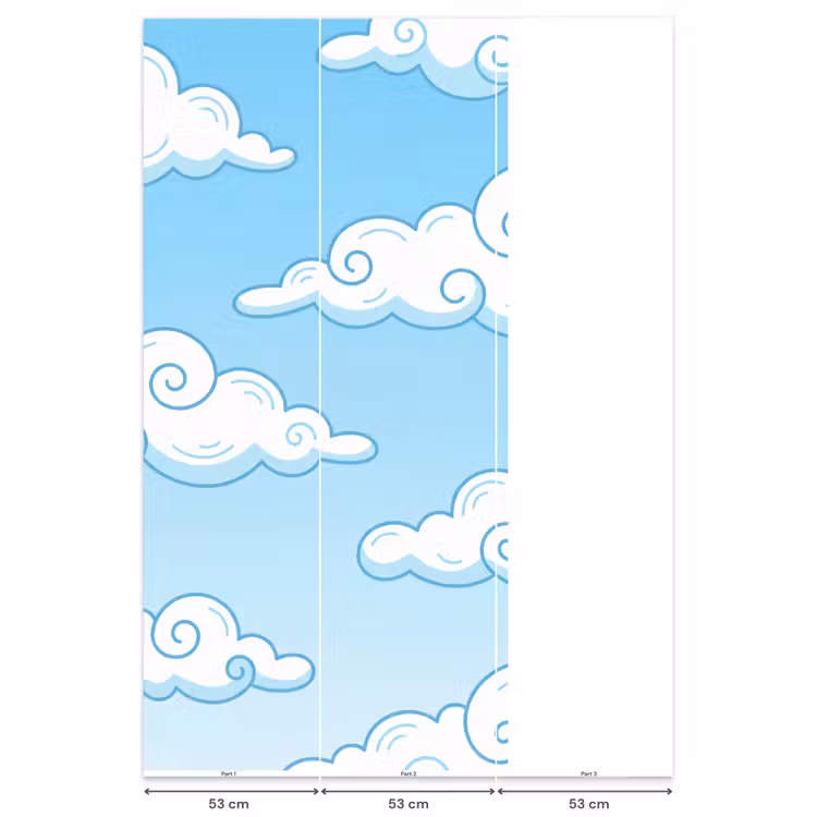 Wolk - Lucht - Cartoon - Blauw - Wit Behang Vlies klein -USP_banen