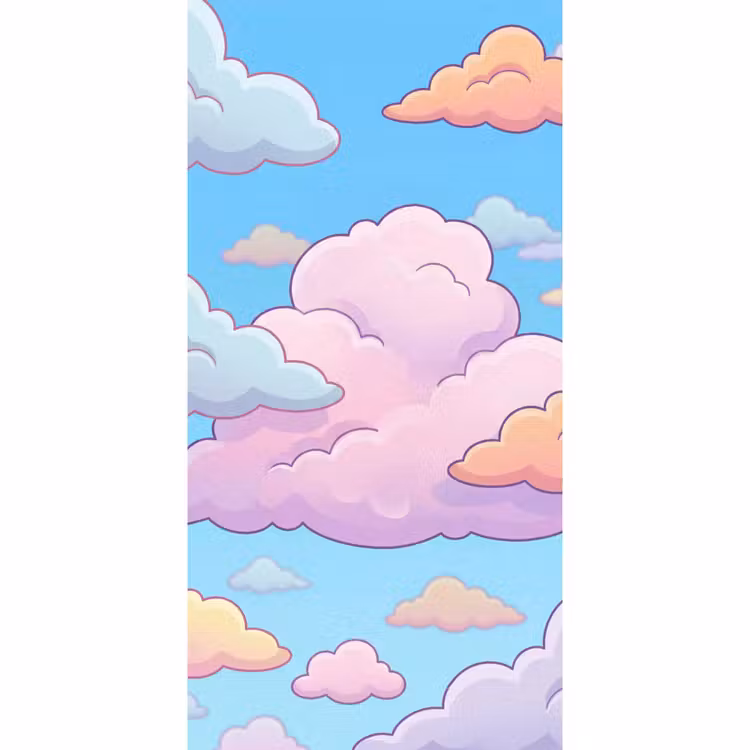 Wolk - Lucht - Natuur - Illustratie - Pastel Behang Vlies klein -3d_website