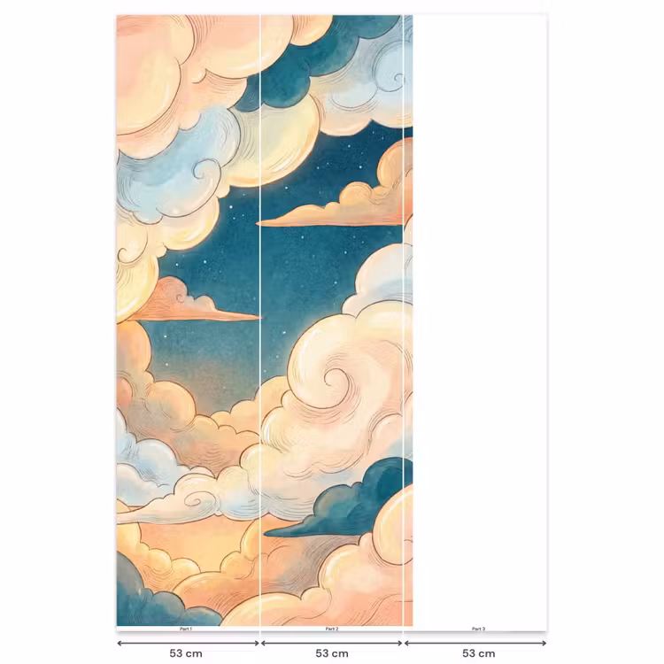 Wolk - Lucht - Natuur - Illustratief - Oranje Behang Vlies klein -USP_banen