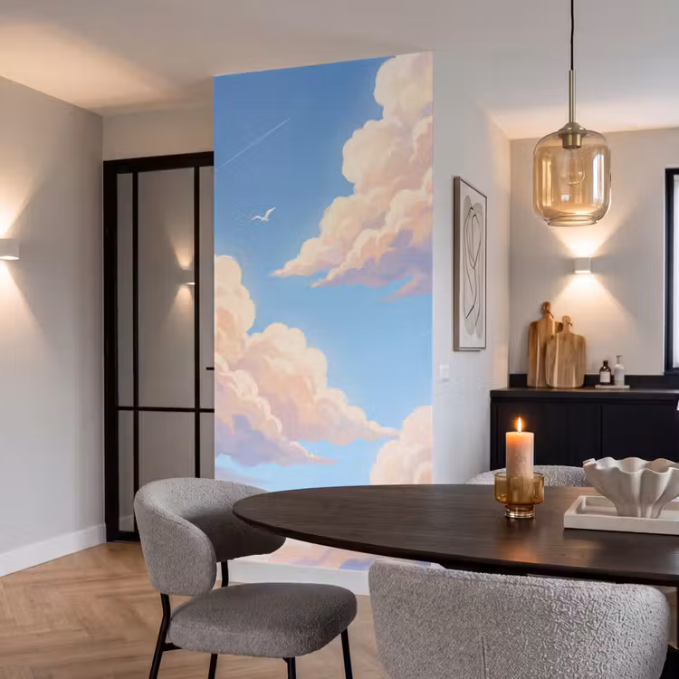Wolken - Lucht - Natuur - Blauw Behang Vlies klein -sfeer3