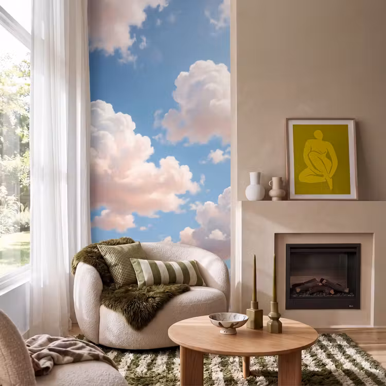 Wolken - Hemel - Natuur - Licht - Blauw Behang Vlies klein -sfeer2