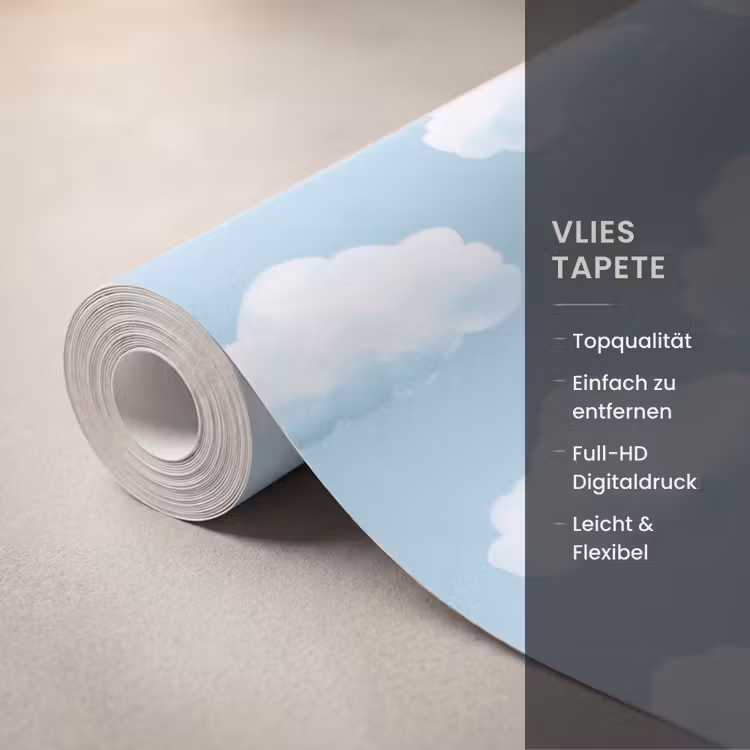 Wolken - Illustratie - Blauw Behang Vlies klein 1076 -USP_closeupDE