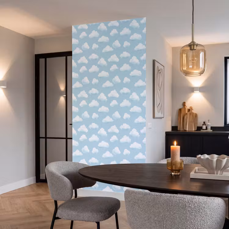 Wolken - Illustratie - Blauw Behang Vlies klein 1076 -sfeer3