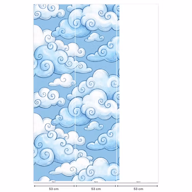 Wolken - Patroon - Hemel - Illustratie - Wit Behang Vlies klein -USP_banen