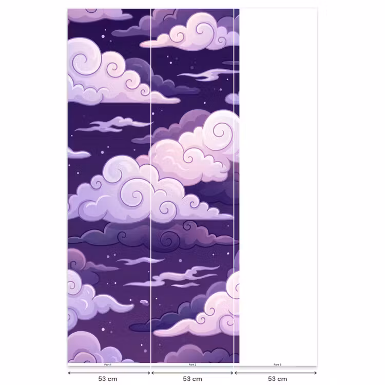 Wolken - Nacht - Natuur - Abstract - Paars Behang Vlies klein -USP_banen