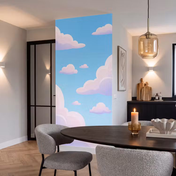 Wolken - Roze - Blauw - Natuur - Modern Behang Vlies klein -sfeer3
