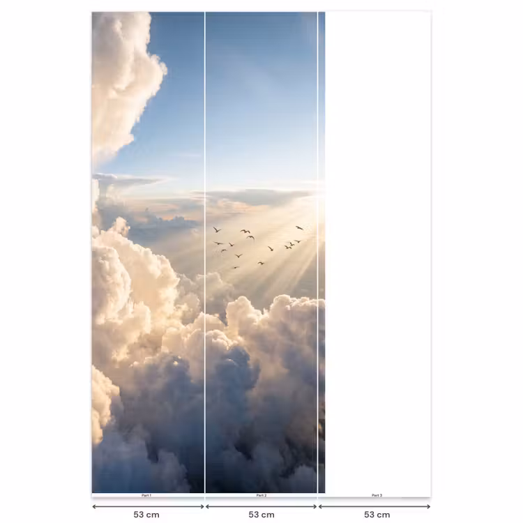 Wolken - Zonnestralen - Natuur - Wit Behang Vlies klein -USP_banen