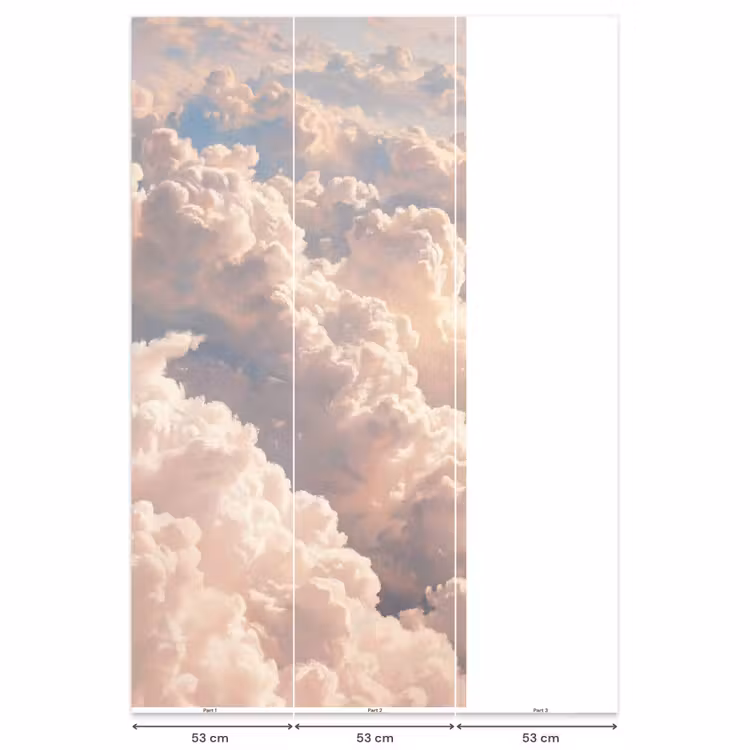 Wolken - Zonsondergang - Natuur - Pastel - Roze Behang Vlies klein -USP_banen