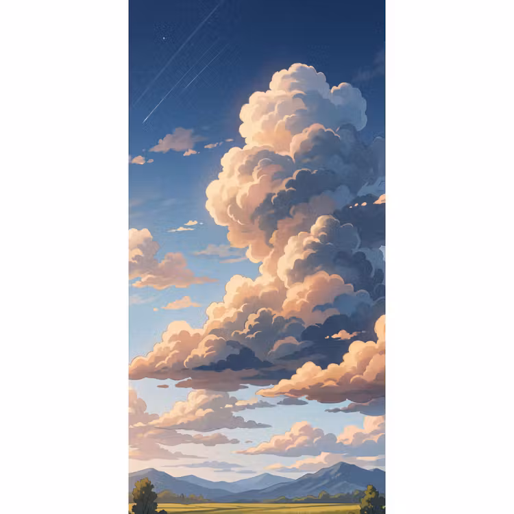 Wolken - Daghemel - Natuur - Illustratie - Oranje Behang Vlies klein -3d_website