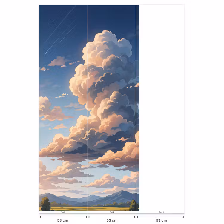 Wolken - Daghemel - Natuur - Illustratie - Oranje Behang Vlies klein -USP_banen