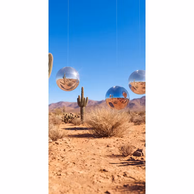 Tapete - Wüste – Spiegelkugel – Kunst - Woestijn - Spiegelbal - Kunst Behang Vlies klein