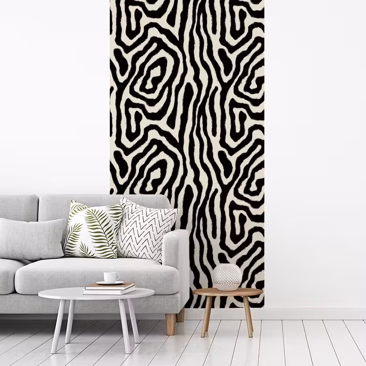 Zebra - Abstract - Zwart fotobehang vinyl groot 64 -woonkamer