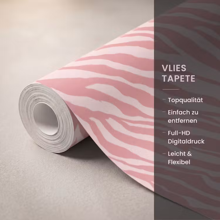 Zebra - Print - Roze Behang Vlies klein 1076 -USP_closeupDE