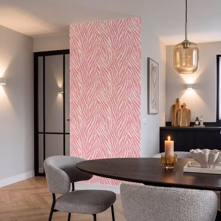 Zebra - Print - Roze Behang Vlies klein 1076 -sfeer3