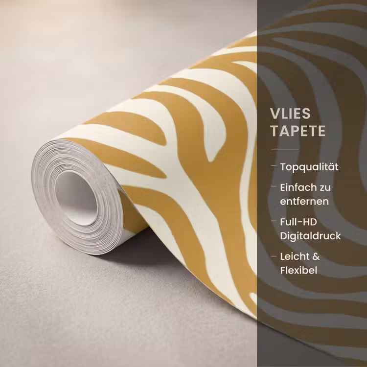 Zebra - Klassiek - Oker - Geel Behang Vlies klein 1076 -USP_closeupDE