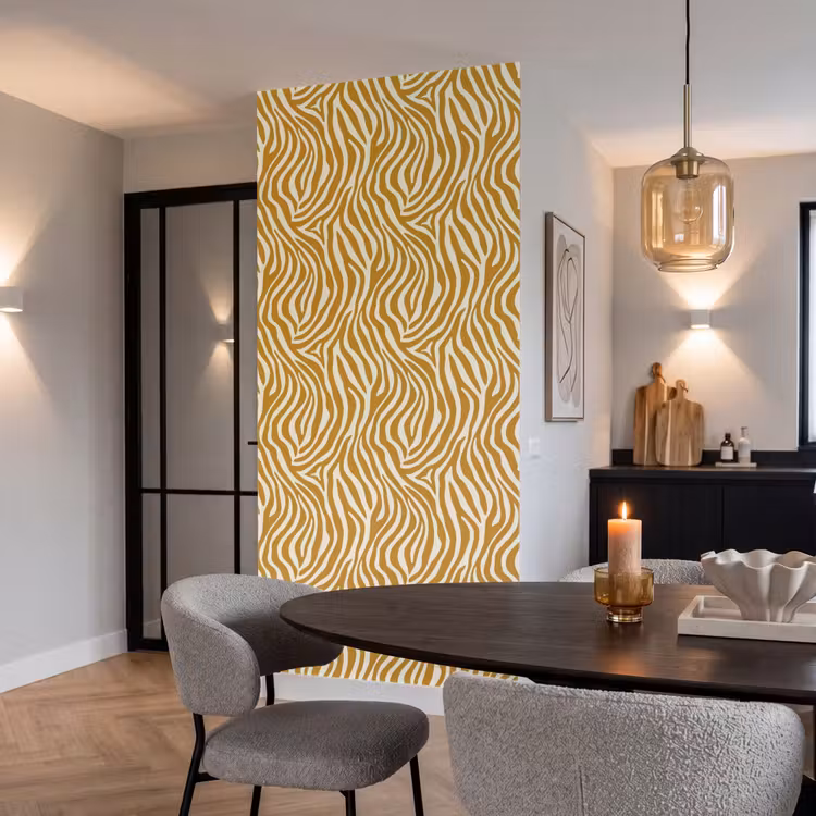 Zebra - Klassiek - Oker - Geel Behang Vlies klein 1076 -sfeer3
