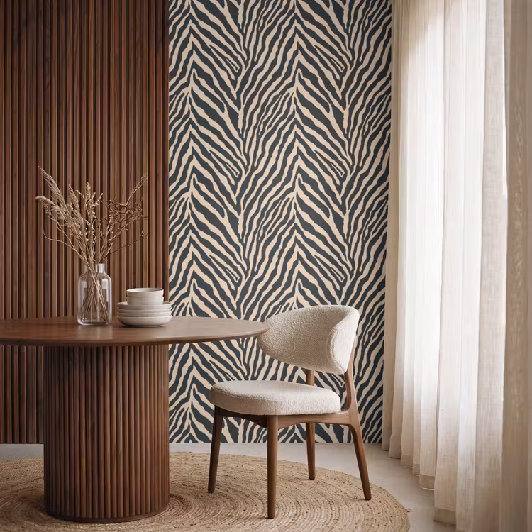 Zebra - Klassiek - Zwart Behang Vlies klein 1076 -sfeer1