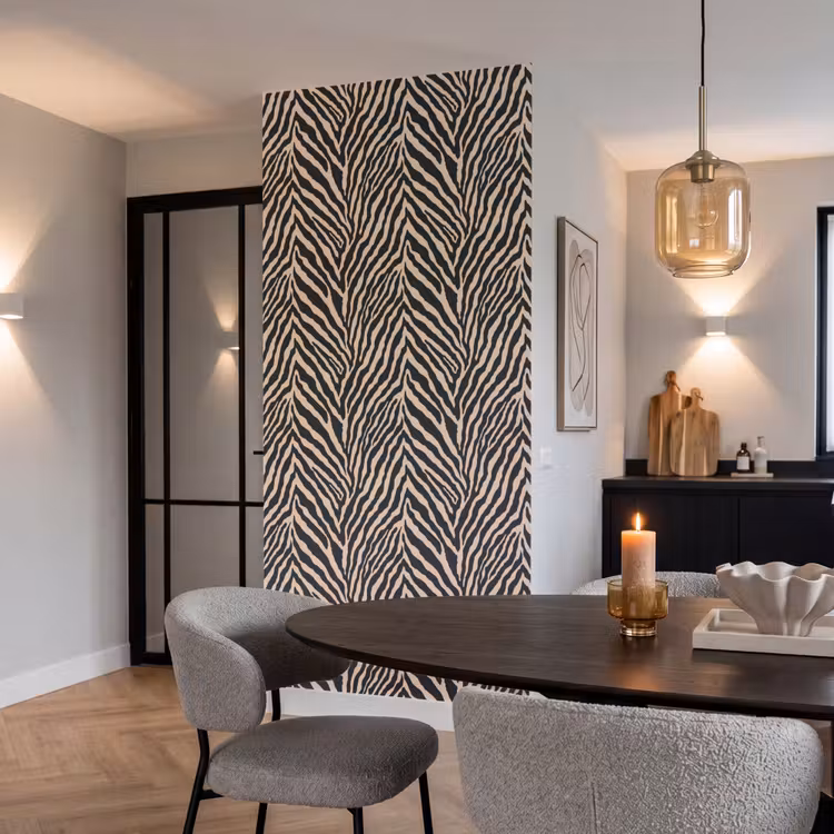 Zebra - Klassiek - Zwart Behang Vlies klein 1076 -sfeer3