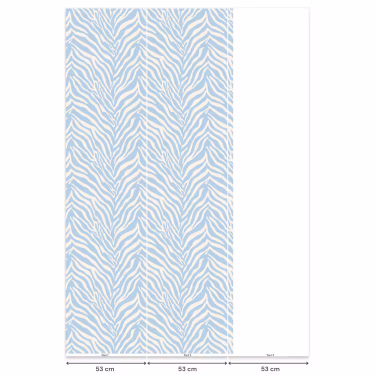 Zebra - Motief - Blauw - Wit Behang Vlies klein 1076 -USP_banen